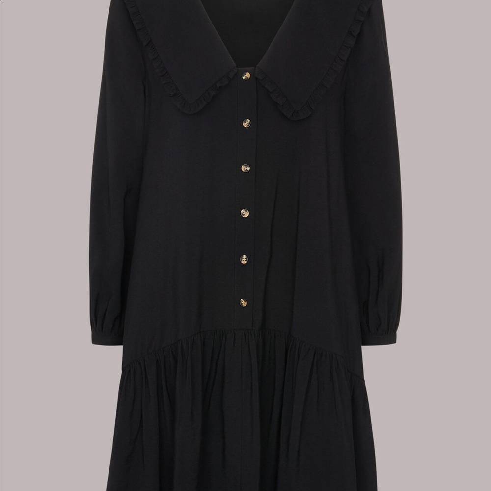 Whistles Emery baby doll collar black dress, size 2